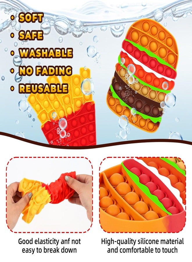 DEARIDAP 2 PCS Food Fidget Toys for Kids, French Fries Hamburger Bubble Sensory Toy, Silicone Push Bubble Toys, Anxiety Stress Relief Tools for Toddlers Adults School Classroom Party Favors - Image 5